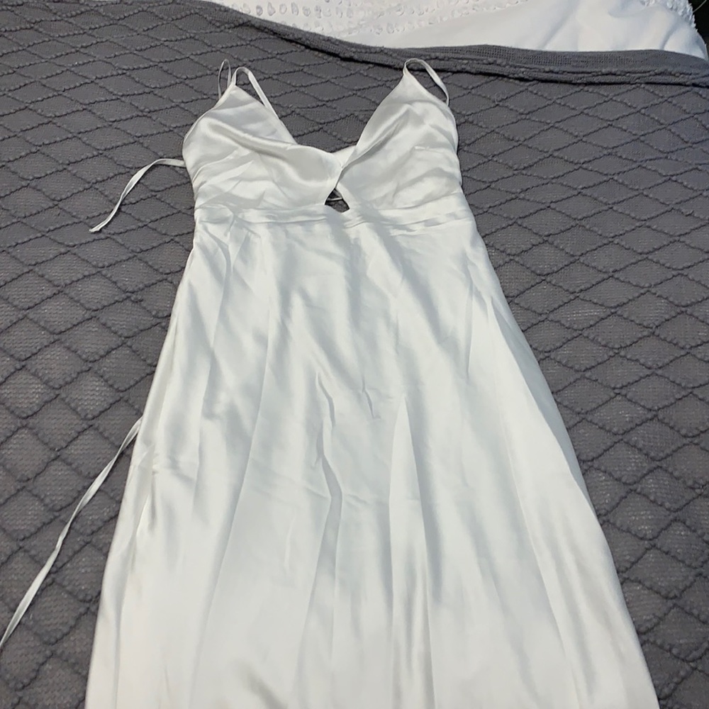Billy J White Silk Midi Dress